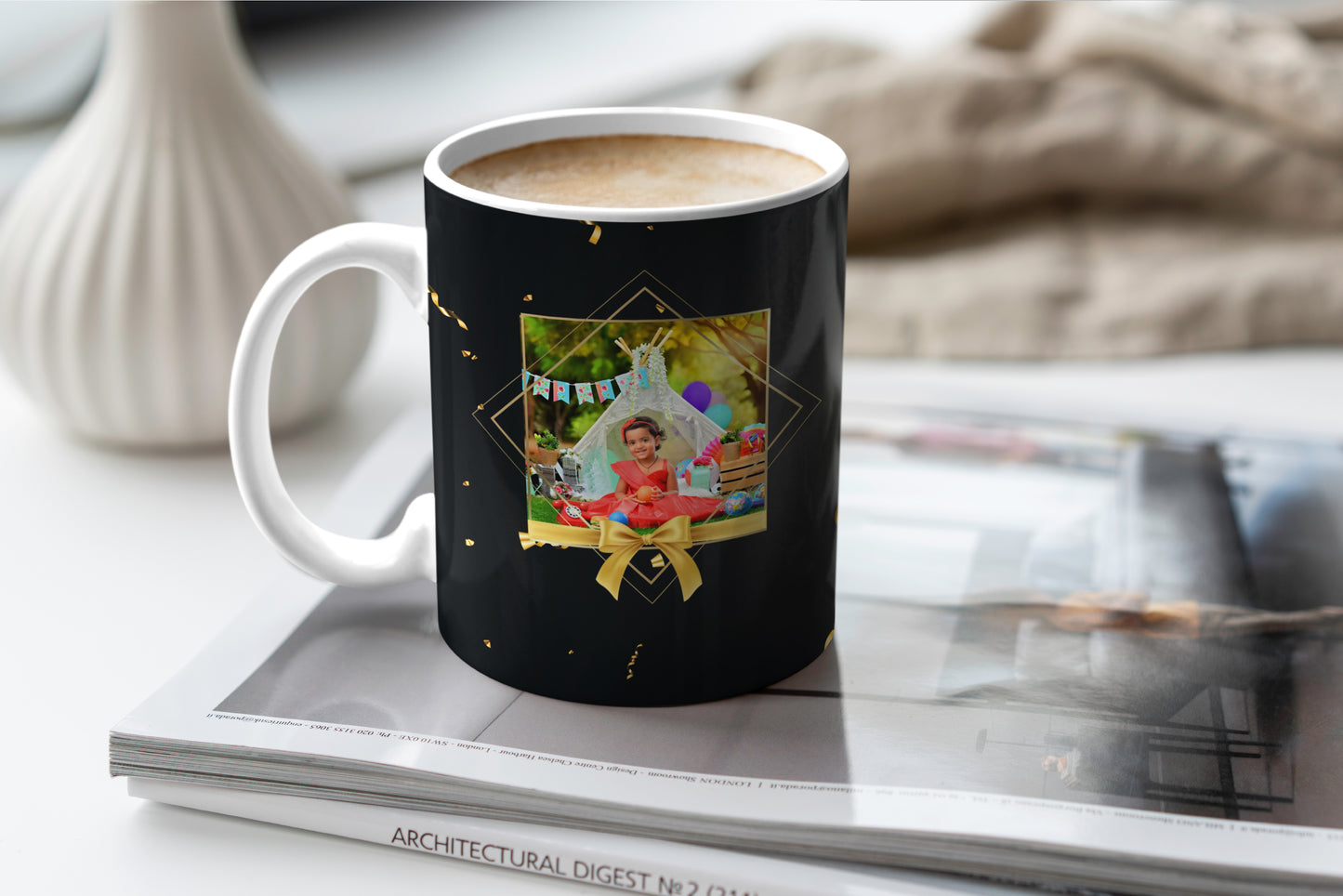 Elegant Happy Birthday Photo Mug