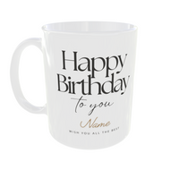 Minimalist Custom Name Happy Birthday Mug