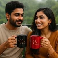 Mr. & Mrs. 11 OZ Mug Set - Black and Red