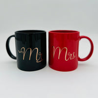 Mr. & Mrs. 11 OZ Mug Set - Black and Red