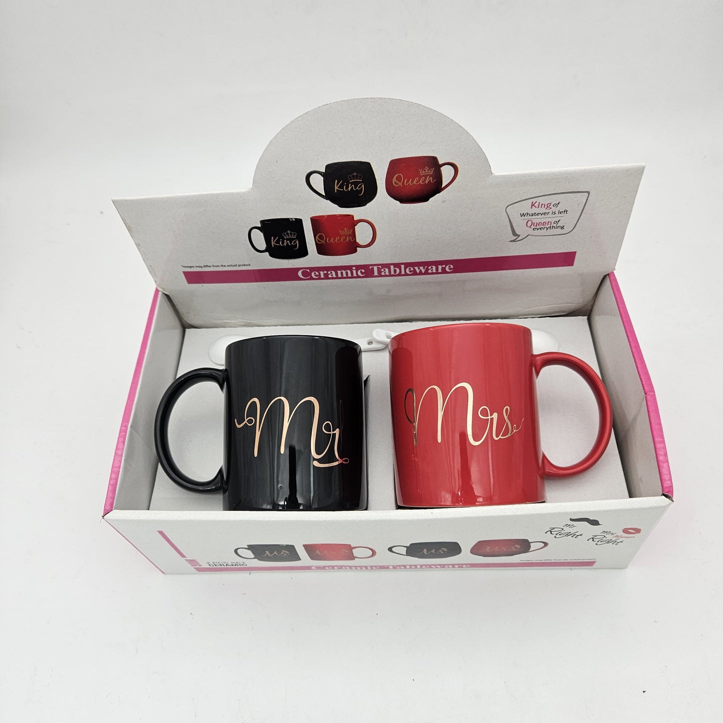Mr. & Mrs. 11 OZ Mug Set - Black and Red