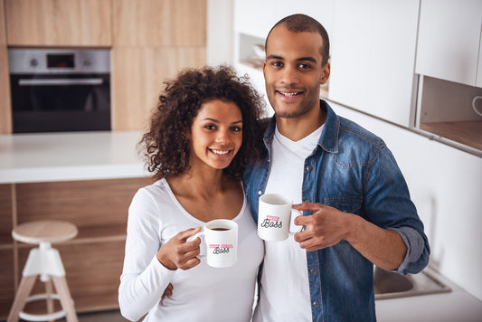 Boss & Real Boss Mug Set for Couples (11 oz White Ceramic Mugs)